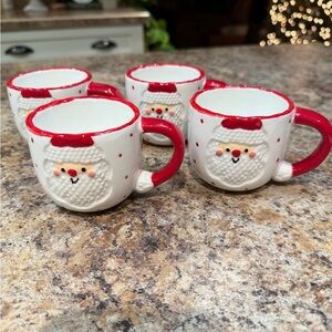 Santa Face Holiday Mugs - Red and White